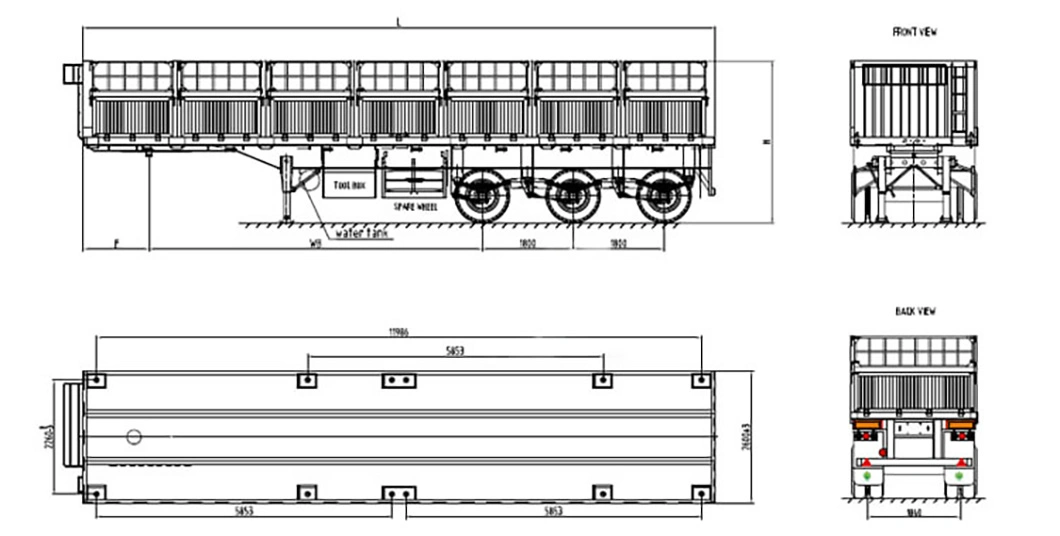 Factory Customzied 30/40tons Drop Sides Side Wall 3/4/5 Axles Semi Trailer for Sale