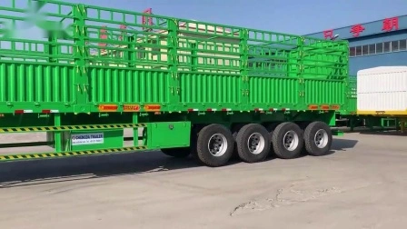 3-осный 60-тонный сверхмощный грузовой прицеп с ограждением и полуприцепом с боковой стенкой